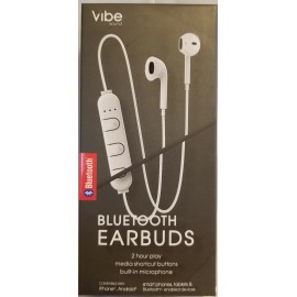 Vibes Wireless Bluetooth Earbuds - Built in Mic/2 Hour Play/Media Buttons