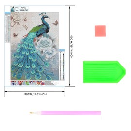5D DIY Diamond Art Painting Kits for Adults Kids, Full Drill Peacock Embroidery Cross Stitch Arts and Crafts Pictures, Canvas Crystal Rhinestone Diamond Paints Kits for Home Wall Decor-30x40cm