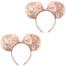 AQOKKA Mouse Ears Headbands with Bow Minnie Ears Cosplay Costume Hair Accessories for Women Girls Birthday Party Decoration