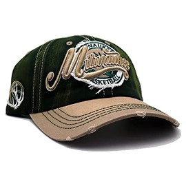 Milwaukee New Leader Vintage City Antlers Green Beige Era Clean Up Dad Strapback Hat Cap