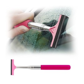 Osilly Car Rearview Mirror Wiper, Telescopic Squeegee for Auto Glass, Portable Water Cleaner with Retractable Long Rod, Mini Automotive Cleaning Tool, Universal for All Vehicles (Pink)