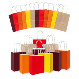 Gcardist Pack of 30 Small Gift Bags 15 x 8 x 21 cm with Handles Bulk Gift Bags 6 Different Red Yellow Colour Bags Multiple Use (8.3 x 6 x 3.15 Inches, Small Size)