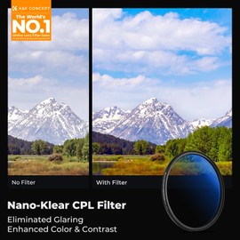 K&F CONCEPT 77mm Circular Polarizer Optical Glass Lens Filter Ultra-Slim 18 Multi-Layer Coatings Circular Polarizing Filters for Camera Lens (K Series)