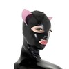 GREEFEI Latex Hood Mask with Cat Ears, Natural Rubber Mask