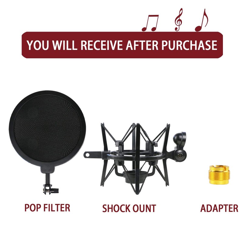 Blue Spark Shock Mount with Pop Filter, Windscreen and Shockmount