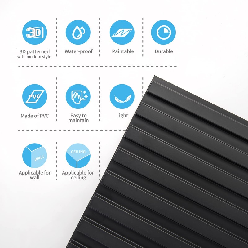 Art3d Slat Wall Panel, 3D Fluted Textured Panel 12-Tile 19.7