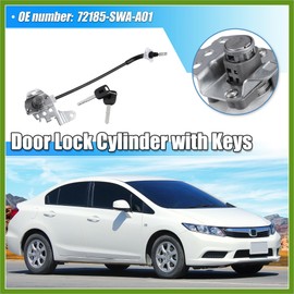 HOPESPANNER 1 Set Front Left Side Door Lock Cylinder Cable with 2 Keys for Honda Civic 4-Door 2006-2011 72185-SNA-A01 Replace Parts Vehicle Components