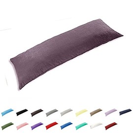 TAOSON 100% Cotton 300 Thread Count Body Pillow Cover Pillowcase Pillow Protector Cushion Cover with Zippers Only Cover No Insert (Dark Purple,21"x54")