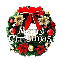 BESTOYARD Christmas Door Wreath Christmas Ball Ornaments Christmas Window Wall Decorations 30cm