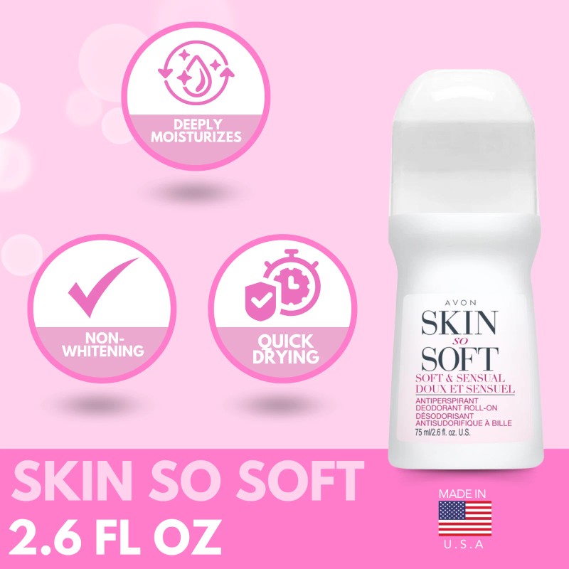 Avon Skin So Soft Roll-On Antiperspirant Deodorant, 2.6 fl oz