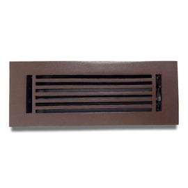Prima Decorative Cast Aluminium Floor Register/Vent Cover : 3"x10" with Damper for Floors, Walls & Ceilings, Paintable, Modern Linear Design, Brown (VR-109)