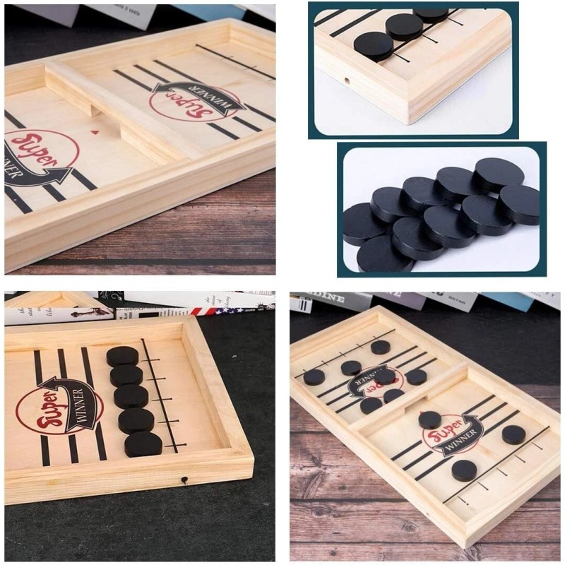 Games Hub Fast Sling Puck Game Wooden Hockey Table Game