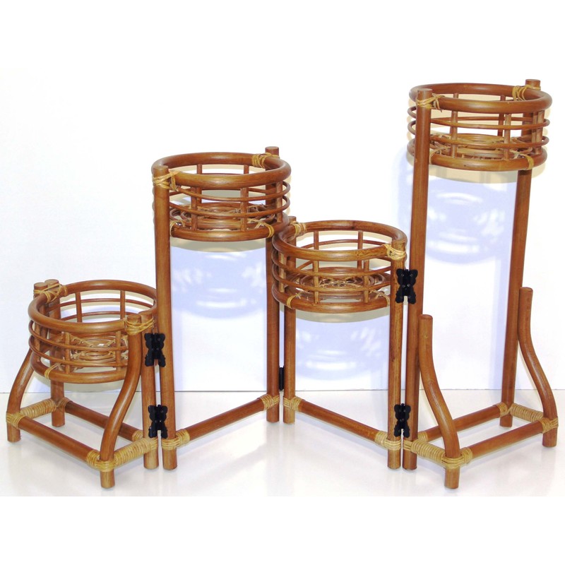 Handmade Natural Rattan Wicker Plant Flower Stand Natural 4 Tier,