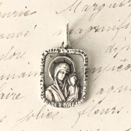 Virgin Mary With Baby Jesus - Sterling Silver Antique Replica