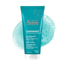 Avene Cleanance Gel Limpiador Facial y Corporal para Piel Grasa, Mixta y Sensible con Imperfecciones, con Agua Thermal, Efecto Matificante y Calmante 