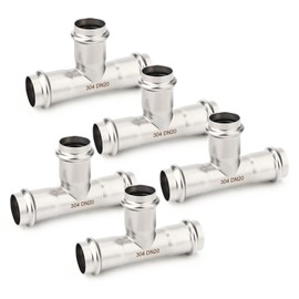 TAISHER 5PCS 304 Stainless Steel Press Fittings, 3/4" Press Slip Tee,No Pipe Tube Stop Tees, Propress Pressure Fitting, Residential,Commercial Plumbing