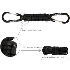 BRAVESHINE Carabiner Keychain Hook with Paracord Strap - 1 Orange 1 Blue D Ring Key Clips para Cord Lanyard Hanger Stroller Hooks for Water Bottle, Belt Loop Keys, Backpacks, Boys, Girls, Men, Women