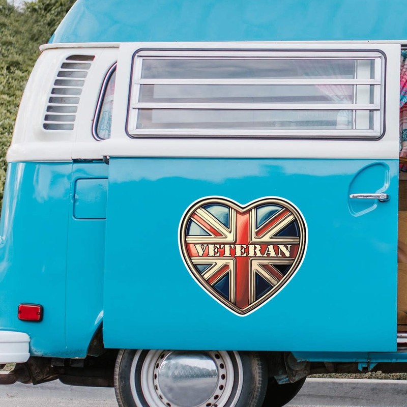 Extra Large 460mm 'Union Jack Veteran Heart' Permanent Sticker Decal