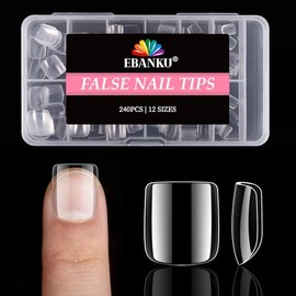 EBANKU 240 mini uñas postizas para niños, cuadradas, cortas, transparentes, para niñas pequeñas, cobertura total, decoración de uñas.