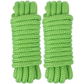 Dock Lines 15' x 3/8" Double Braided Marine Mooring Ropes 2 Pack, Dock Rope 8 Colors Boat Ropes for Docking with 12'' Eyelet Premium Dock Lines for Boats - Green