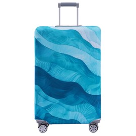 Travelkin Luggage Covers For Suitcase Tsa Approved,Suitcase Cover Protector Fit 18-32 Inch Luggage (Blue Wave, S)