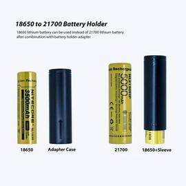 18650 to 21700 Battery Adapter, Converter Adapter for 21700 Flashlight Cases with Metal Contacts 18650 Sleeve Batteries Protective 21700 Battery Adaptor Holder Accessories (2 Battery Converters)