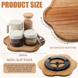 Patelai 2 Pack 10 Inch Wood Lazy Susan Organizer Round Turntable Kitchen Lazy Susan Organization and Rotating Spice Rack for Pantry Dining Table Kitchen Countertop Cupboard