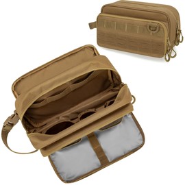 Prokva Tactical Toiletry Bag for Men, Shaving Travel Bag for Toiletries, Khaki (Empty Bag, Patent Design)