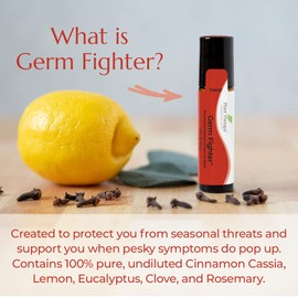 Plant Therapy Germ Fighter Essential Oil Blend 100% Pure, Pre-Diluted Roll-On, On-The-Go Natural Aromatherapy, Travel Size, Get Healthy Faster, Therapeutic Grade 10 mL (1/3 oz)