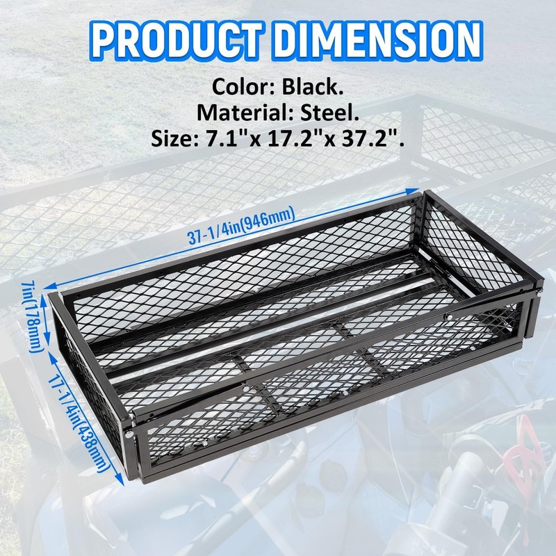 ECOTRIC Universal Front Cargo Basket Compatible with UTV ATV Drop