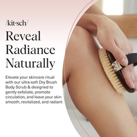 Kitsch - Cepillo corporal de cepillado seco para drenaje linfático, cerdas suaves, reduce las celulitis, elimina la piel seca y mejora la circulación sanguínea, exfoliante corporal para piel brillante