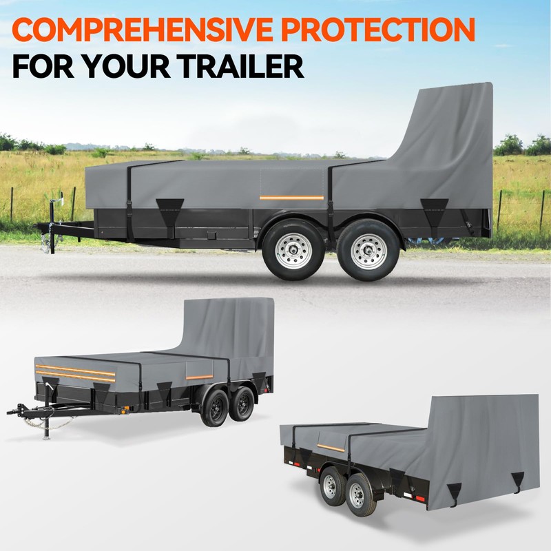 6 x 10 All-Weather Protection Utility Trailer Cover, Light Gray