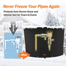 TOHONFOO Backflow Preventer Pipe Insulation Cover (5°F) - Irrigation Sprinkler Valve Insulated Pouch - Water Well Pump Cover - Sturdy 5 Layers for Winter Freeze Protection, 38" W x 24" H, Black