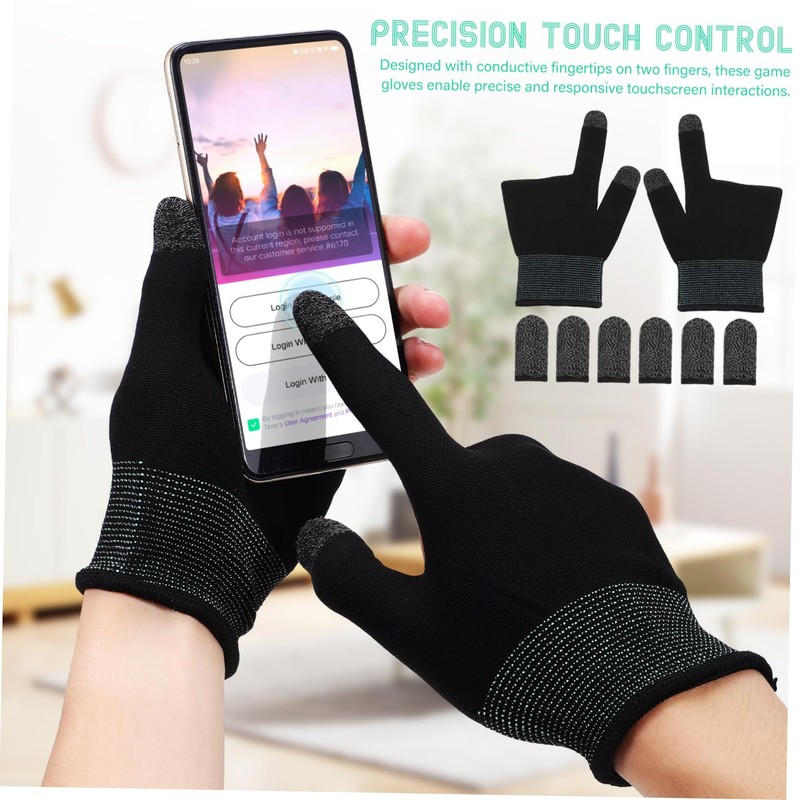 CORHAD 1set Gaming Gloves for Sweaty Hands Touchscreen Finger Sleeves