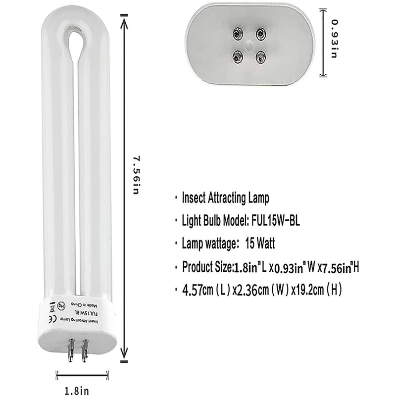 Replacement Bulb for Bug Zapper with 4-Pin Base, 15W Single