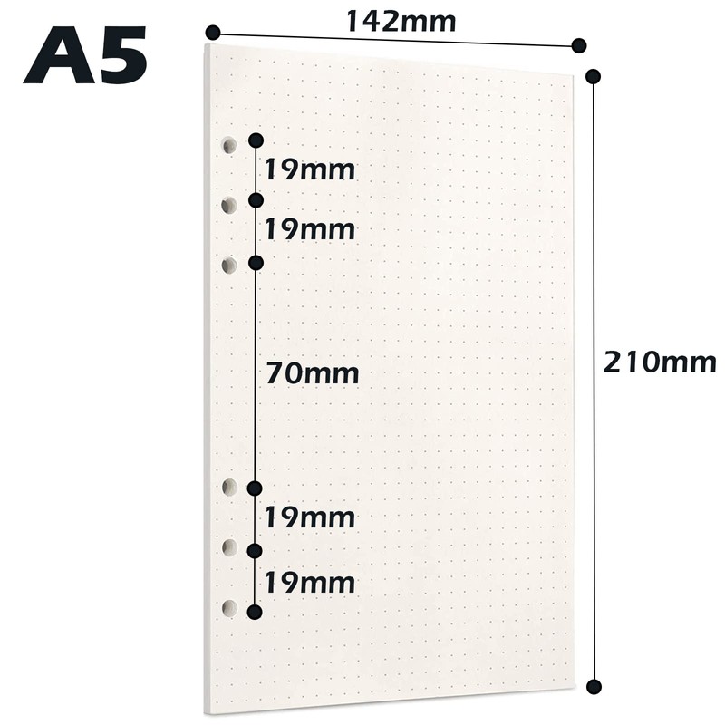 PALUDO 3 Pack A5 Dotted Refills Paper, 135 Sheets/270 Pages