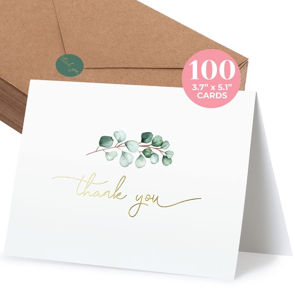 Durabasics 100 Blank Thank You Cards with Envelopes for a