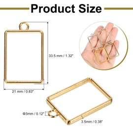 sourcing map 25Pcs Alloy Open Bezel Pendants, Rectangular Hollow Frame Pendant Geometric Open Back Frame Pendant for Resin Jewelry Making Earrings Necklace Bracelet DIY, Red Gold