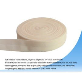 JESEP Fold Over Elastic 3/4'' 20mm Stretch Foldover FOE Elastics Ribbon for Headbands Baby Girl Hair Bow (Ivory)