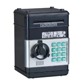 Tropchou Automatic Piggy Bank with Dial Lock ATM Security Password Bank Money Coin Piggy Bank (Black)