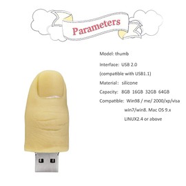 LEIZHAN Cute USB Flash Drive Character Thumb Drive for Kids Students Gift Pendrive (32GB, Thumb Shape)