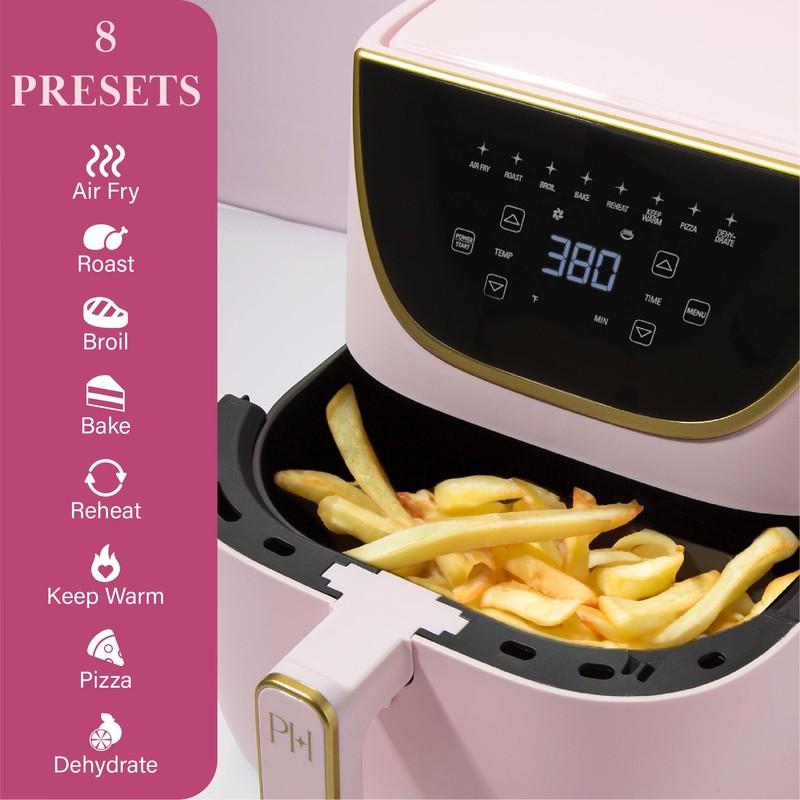 Paris Hilton Air Fryer, Large 6-Quart Capacity, Nonstick Made without