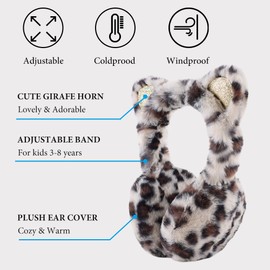 Peecabe Winter Kids Earmuffs Warm Girl Ear Muffs For Toddler Kid Children Earmuff with Cat Ears Girls Ear Warmer Adjustable (Leopard)