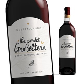 Bottle Label Grosseltern, “Ihr werdet Grosseltern”, 10 x 7 cm, Pregnancy Announcement, Grandma, Grandpa