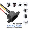PNGKNYOCN IEC C14 Panel Mount Plug Adapter,10A 250V 3 Pin