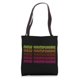 Retro State of New Hampshire Inline Font Disco Neon Vintage Tote Bag