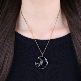 COAI Necklaces with Moon Pendant, Obsidian, Obsidian