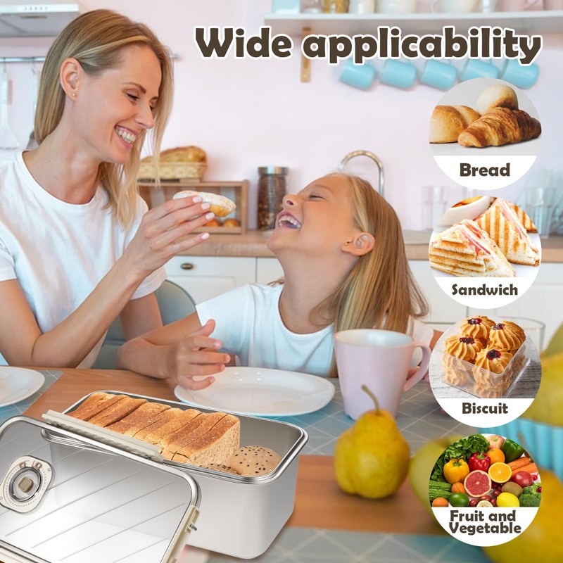Bread Box for Homemade Bread, Time Recording Bread Storage Container