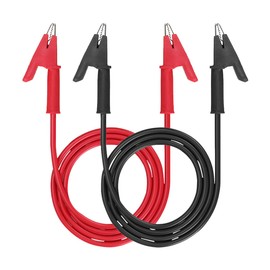DUSCOKE 2PCS 14 AWG Double-Ended Alligator Clip Test Leads, 3.3ft/1m Crocodile Wire Cable Jumper Wire with Protective Insulated Clips, Heavy Duty Flexible Copper Cable Clamp for Electrical Testing