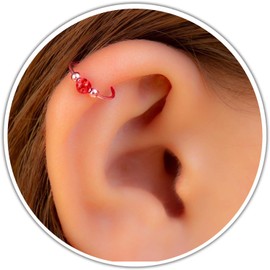 Tiny Helix Hoop - Cute Handmade 14k Rose Gold Cartilage Earring with a small 3mm Red Opal - Hypoallergenic Thin 20 Guage Gold Piercing Hoop